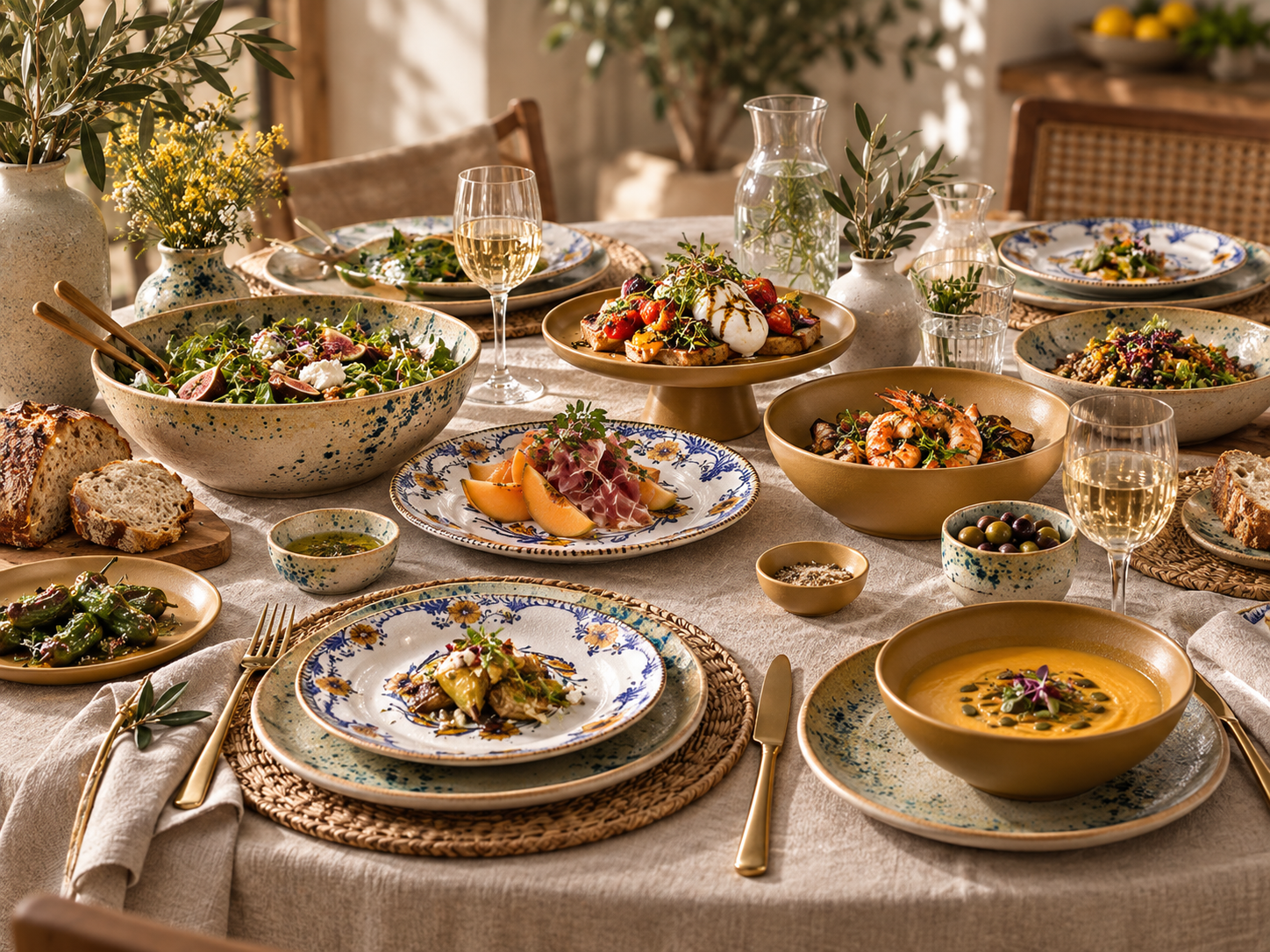 Сервировка ARTISAN COAST ALBUFERA и QUINTANA AMBER