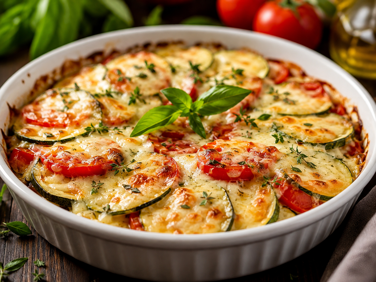 Кабачки запечённые с сыром и томатами