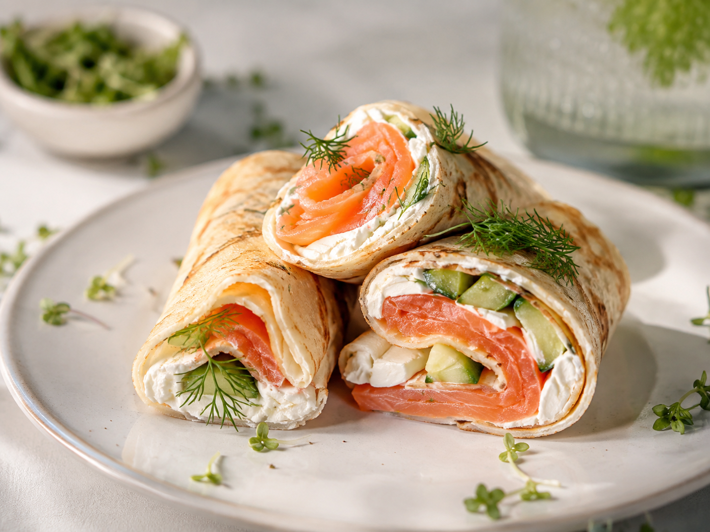 Блины с красной рыбой и сливочным сыром