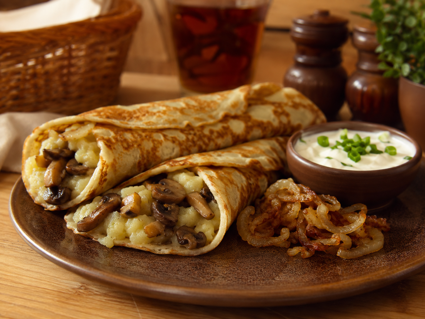 Блины с картофелем и грибами