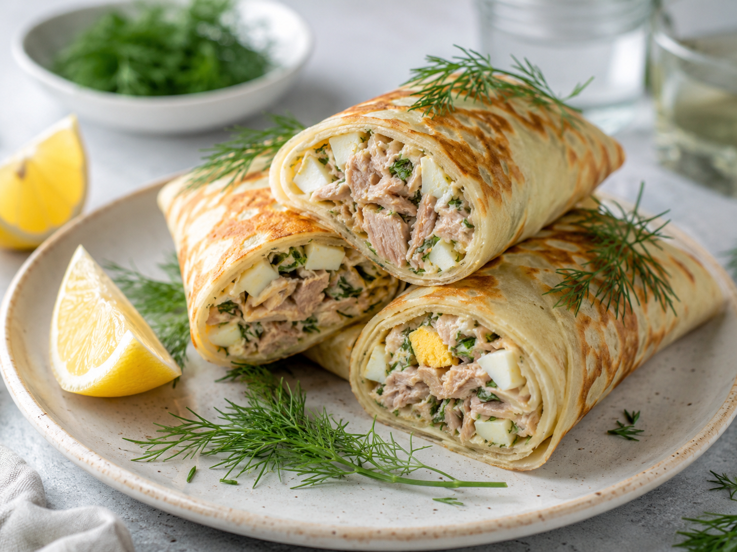 Блины с курицей и остро-сладким соусом
