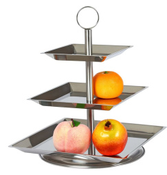 Этажерка 3-х ярусная 16,5*16,5/21,5*21,5/28*28 см. нерж. квадрат MGSTEEL /1/