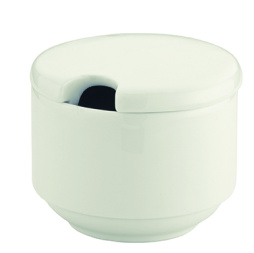 Горчичница 130 мл. без ложки с крышкой Белый, форма Банкет BONNA /1/12/1080/