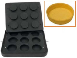 Форма для 9 круглых тарталеток Ø 81 мм для тарталетницы DHTartmatic Kocateq DH Tartmatic Plate 40