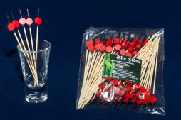 Пики 12 см. 100 шт/уп бамбук Шайба красная /1/