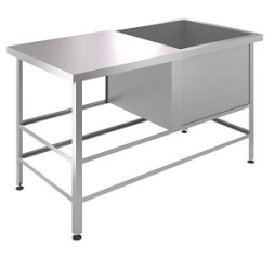 Ванна моечная с рабочей поверхностью ВРПЭ-4/15-Л Н (1500х600х850) (каркас нерж.)