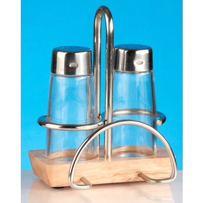 Купить набор для специй 2пр.(соль,перец)+ салфетница на деревянной подставке ''luxstahl''[1504n]