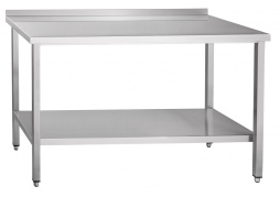Кухонный стол пристенный СПРП-7-5 (1500x700x850мм) каркас с полкой из нержавеющей стали