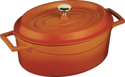 Кастрюля порц. 0,42 л. чугун l=9*12 см. h=6 см, овальн., оранжевая TRENDY LAVA