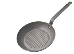 Сковорода-гриль d=26 см. белая сталь Carbone Steel (индукция) DE BUYER /1/3/