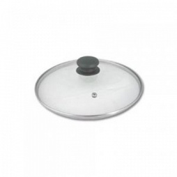 Крышка стеклянная 28 см низк. мет/ободок, пл/ручка, пароотвод