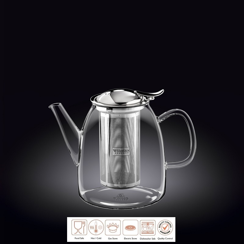 Купить чайник заварочный 600 мл, с откидной крышкой и колбой нерж. thermo glass wilmax /1/24/