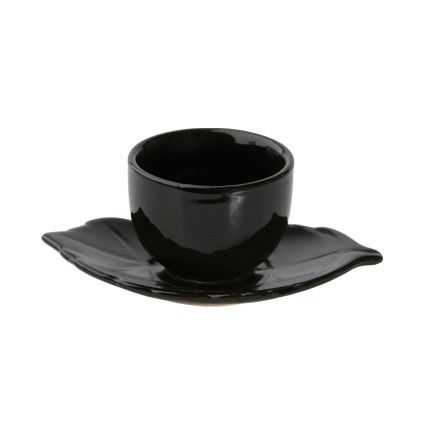 Купить чашка с блюдцем 70 мл. киото блэк/1/