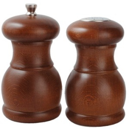 Набор мельница для перца+солонка; дерево, металл; H=117, L=110, B=56мм; коричнев., серебрян.