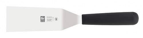 Купить лопатка 33 см. изогнутая раб. часть 16,5*7,5 см. нержавеющая сталь с пластик. ручкой, черная icel /1