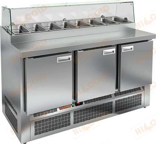 Купить кухонный стол для пиццы холодильный hicold pze2-111/gn стекло