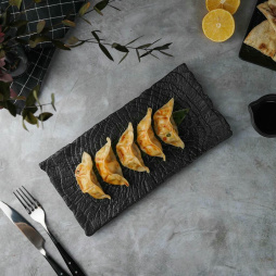 Блюдо прямоугольное 30*15 см h2,5 см с бортом Side Up1 Black Raw Wood P.L. Proff Cuisine [4]