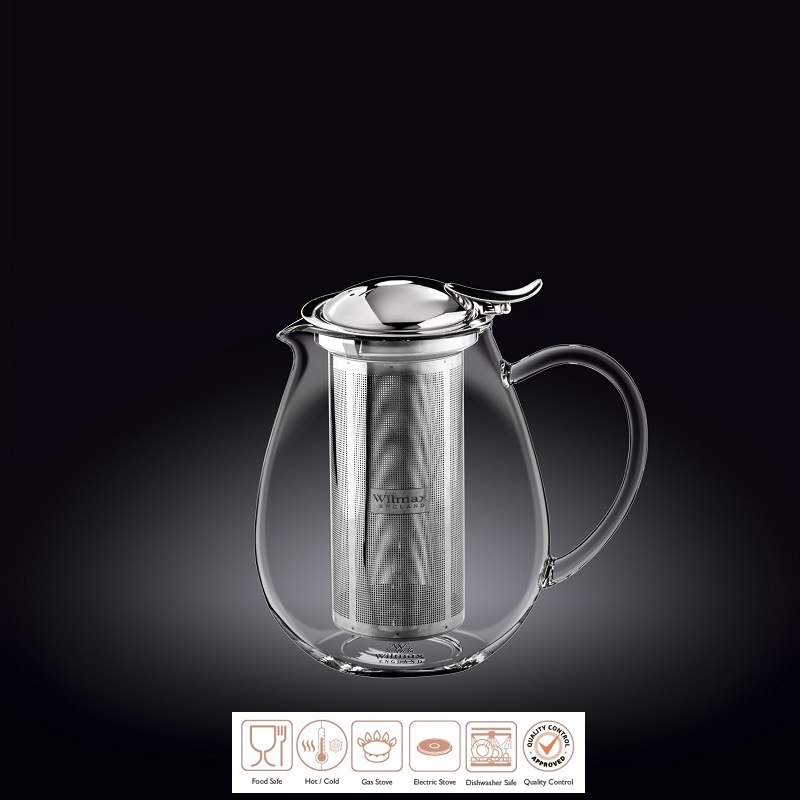 Купить чайник заварочный 600 мл, с откидной крышкой и колбой нерж. thermo glass wilmax/1/24/