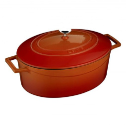 Кастрюля порционная 0,42 л. чугун l=9*12 см. h=6 см, овальн., красная TRENDY LAVA