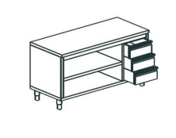 Кухонный стол производственный закрытый с 3-х сторон APACH Chef Line LWC720SH2DR