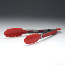 Щипцы универсальные нерж./пластик 12'' 30см (дубовый лист, красный), фиксатор[YX503-12]