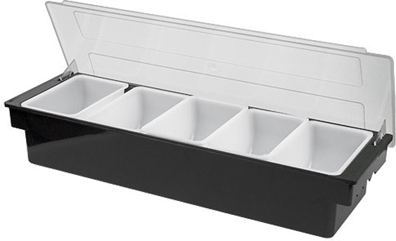 Контейнер для фруктов, специй и соусов 5 отд. по 0,55 л. черный, пластик. MGprof /1/12/