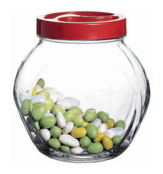 Банка для сыпучих продуктов 1500 мл. с красной крышкой Белла Б /6/