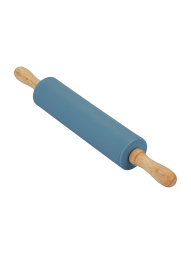 Скалка силикон. 310 мм. d=43 мм. с дерев. вращ. ручками /1/36/