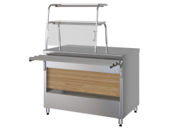 Прилавок нейтральный с полками ПНП11 (две полки, противокашлевый экран, диодная подсветка, 1120мм)