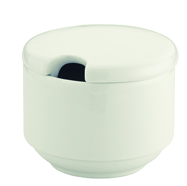 Купить горчичница 130 мл. без ложки с крышкой белый, форма банкет bonna /1/12/1080/