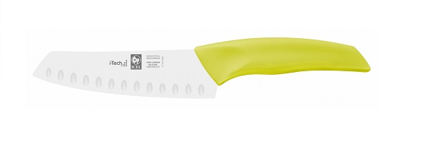 Купить нож японский santoku 140/260 мм. с бороздками, салатовый  i-tech icel /1/12/