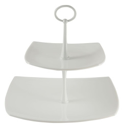 Этажерка 2-х ярусная 19*19/26*26 см. бел.-бел Квадрат /1/