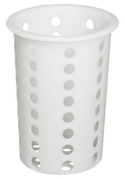 Емкость для столовых приборов (стакан) d=95 мм. h=130 мм. перфор. белый пластик MG /1/17/
