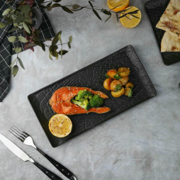 Блюдо прямоугольное 29,5*14,8 см h2 см с бортами Side Up2 Black Raw Wood P.L. Proff Cuisine [4]