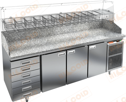 Купить кухонный стол для пиццы холодильный hicold pz4-111/gn 6r