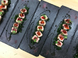 Блюдо для подачи прямоуг. 26,5*16,2 см. h=4-7 мм. (GN1/4) черное, сланец APS /1/