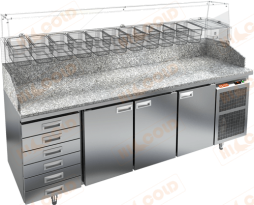 Стол кухонный для пиццы холодильный HICOLD PZ4-111/GN 6R