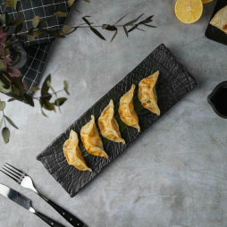 Блюдо прямоугольное 33*11 см h2,5 см с бортом Side Up1 Black Raw Wood P.L. Proff Cuisine [3]