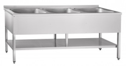 Ванна моечная трехсекционная ВМП-6-3-5РН (с полкой, вся нерж.)
