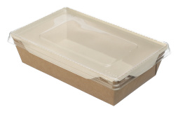 Коробка универсальная с пластиковой крышкой 500 мл бумага крафт