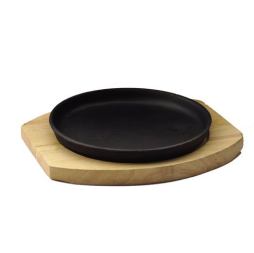 Сковорода на подставке d=220мм чугун/дерево [DSU-S-22u]