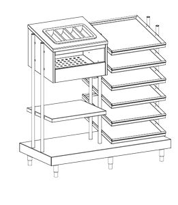 Купить диспенсер для подносов, приборов, стаканов и хлеба apach chef line ldtсgb713