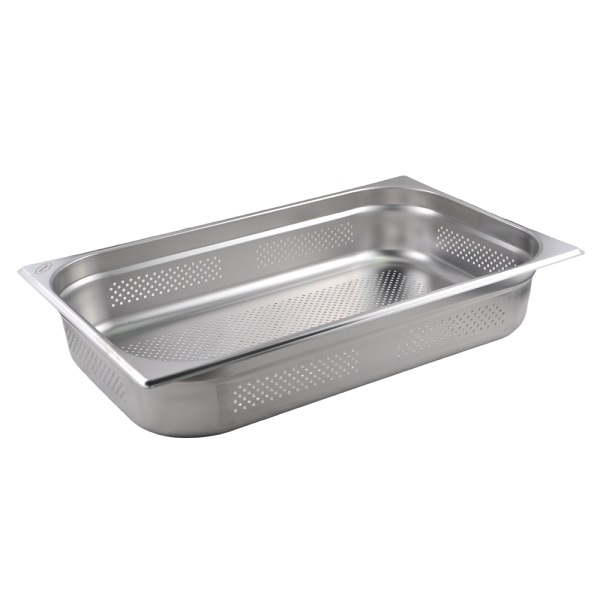 Купить гастроемкость 1/1 h=100 мм. 530*325 мм. 14 л. нержавеющая стальперфорир. d=4 мм. mgsteel /1/6/