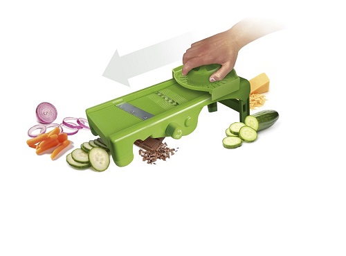 Купить мандолина (овощерезка) 32*13 см. с 1 насадкой и толкателем, нерж и пластик vb /1/