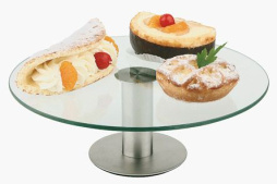 Подставка для торта d=30 см. h=11 см. вращающ. стекло, нерж. APS /1/