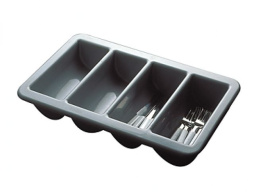 Емкость для столовых приборов 4 секции 53*32,5 см. пласт. серая APS /1/