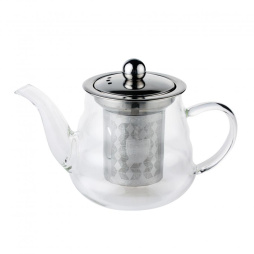 Чайник 0,4л для заварки металлическое сито термостойкое стекло [ДЛИННЫЙ НОСИК] МС304
