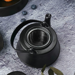Чайник 600 мл d 14 см h8,5 см с ситом Smooth Black Raw Stellar P.L. Proff Cuisine [1]