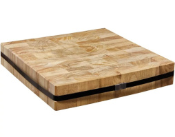 Колода разрубочная кухонная клееная 500*500*130-150 с мет. обвязкой