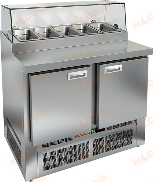 Купить кухонный стол для пиццы холодильный hicold pze2-11/gn стекло